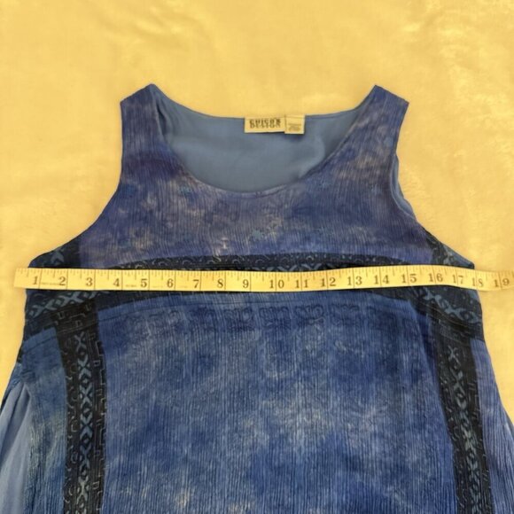 Chico's 90s Sleeveless Maxi Dress Artsy Boho Lagenlook Pockets Blue One Size - Picture 10 of 16